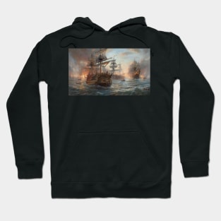 Naval Battle Between Pirate Sailing Ships, Caribbean Seascape #6 Hoodie